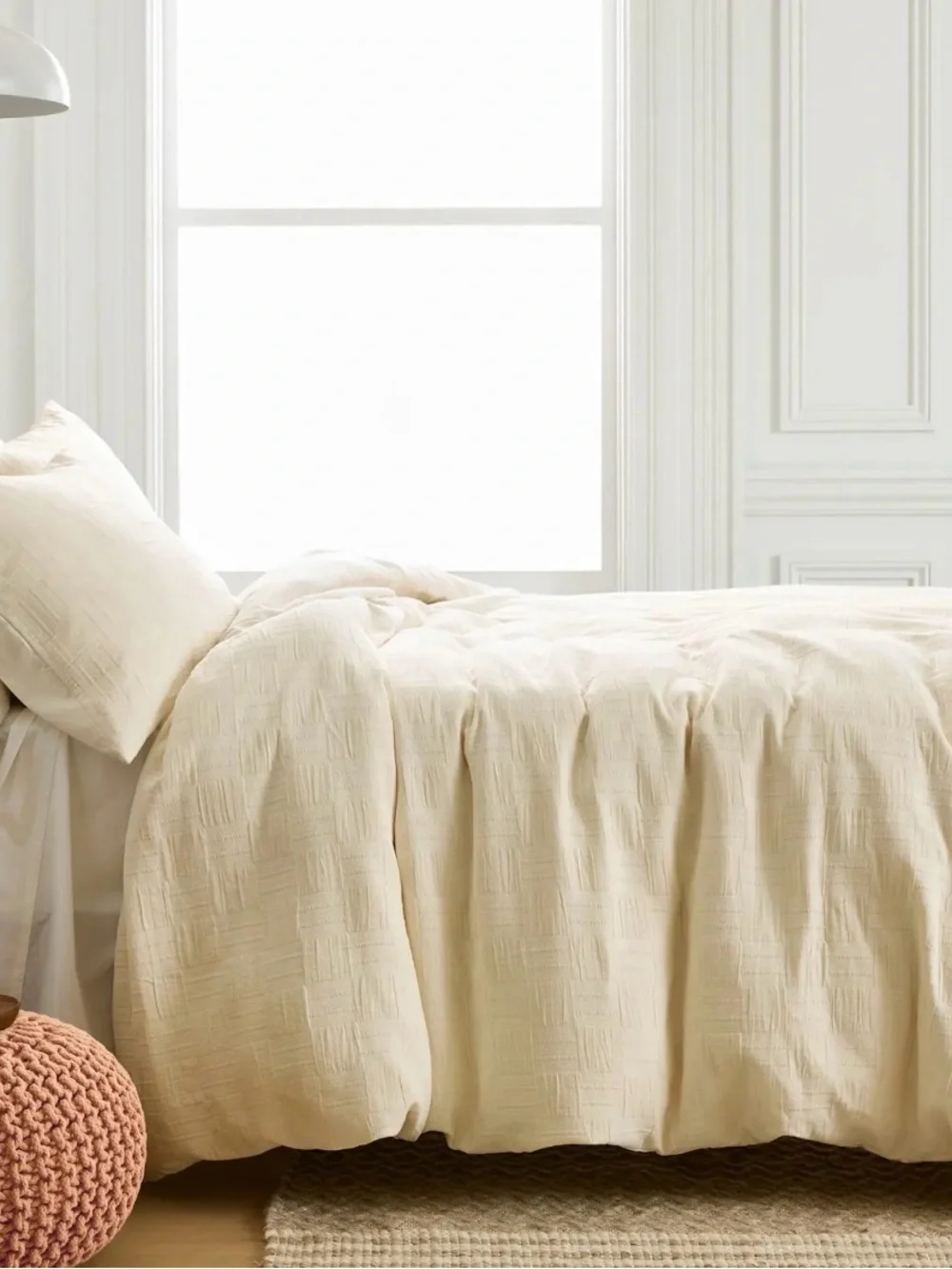 Quince Twin Checkered Matelasse Cotton Duvet Cover Set